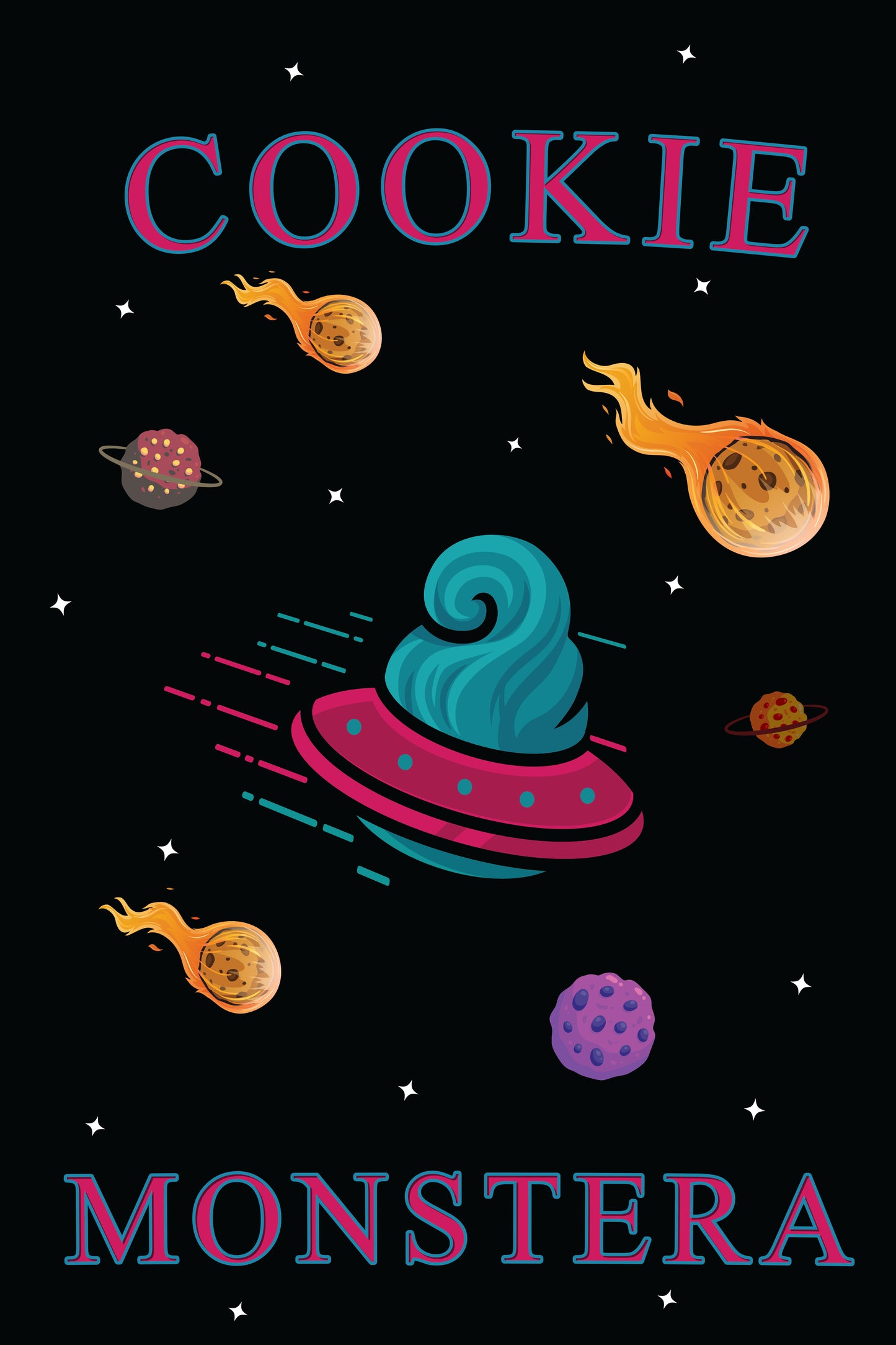 Cookie Monstera Wig Spaceship Short Sleeve Tshirt